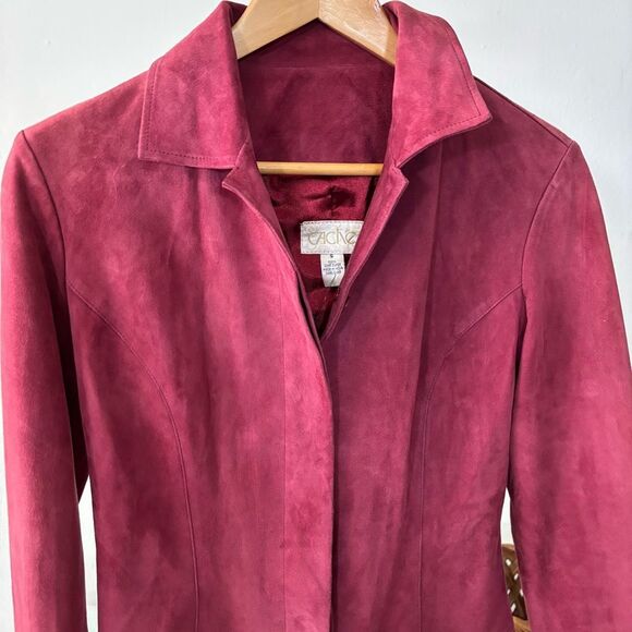 Elegant Burgundy Women's Jacket 100% goat suede size small - Picture 5 of 8
